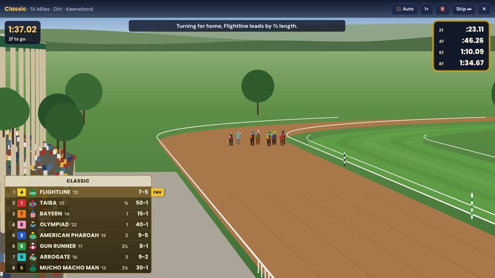 High and wide as the field turns for home, with the race call