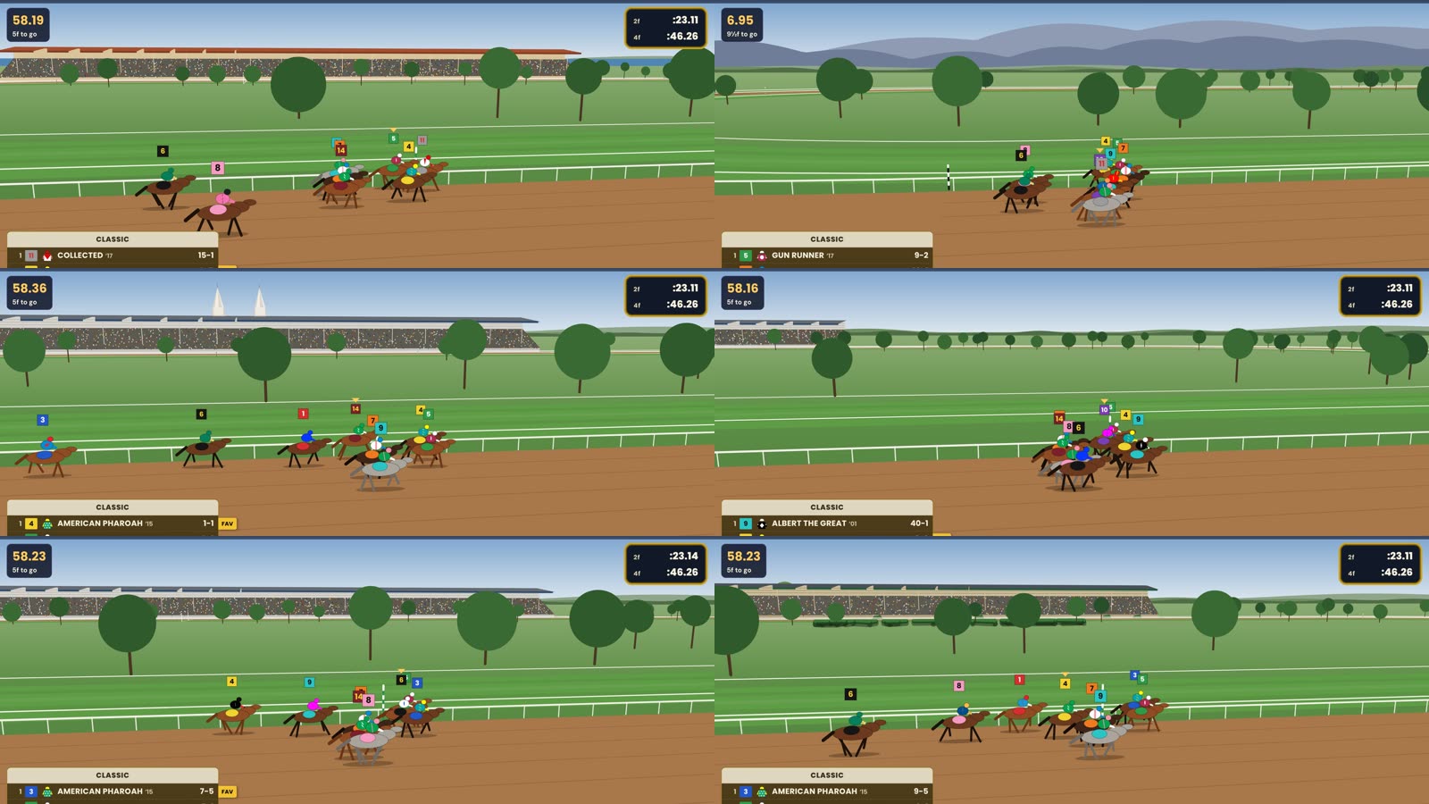 Six host tracks in 14–0: Del Mar, Santa Anita, Churchill Downs, Belmont Park, Gulfstream Park and Keeneland
